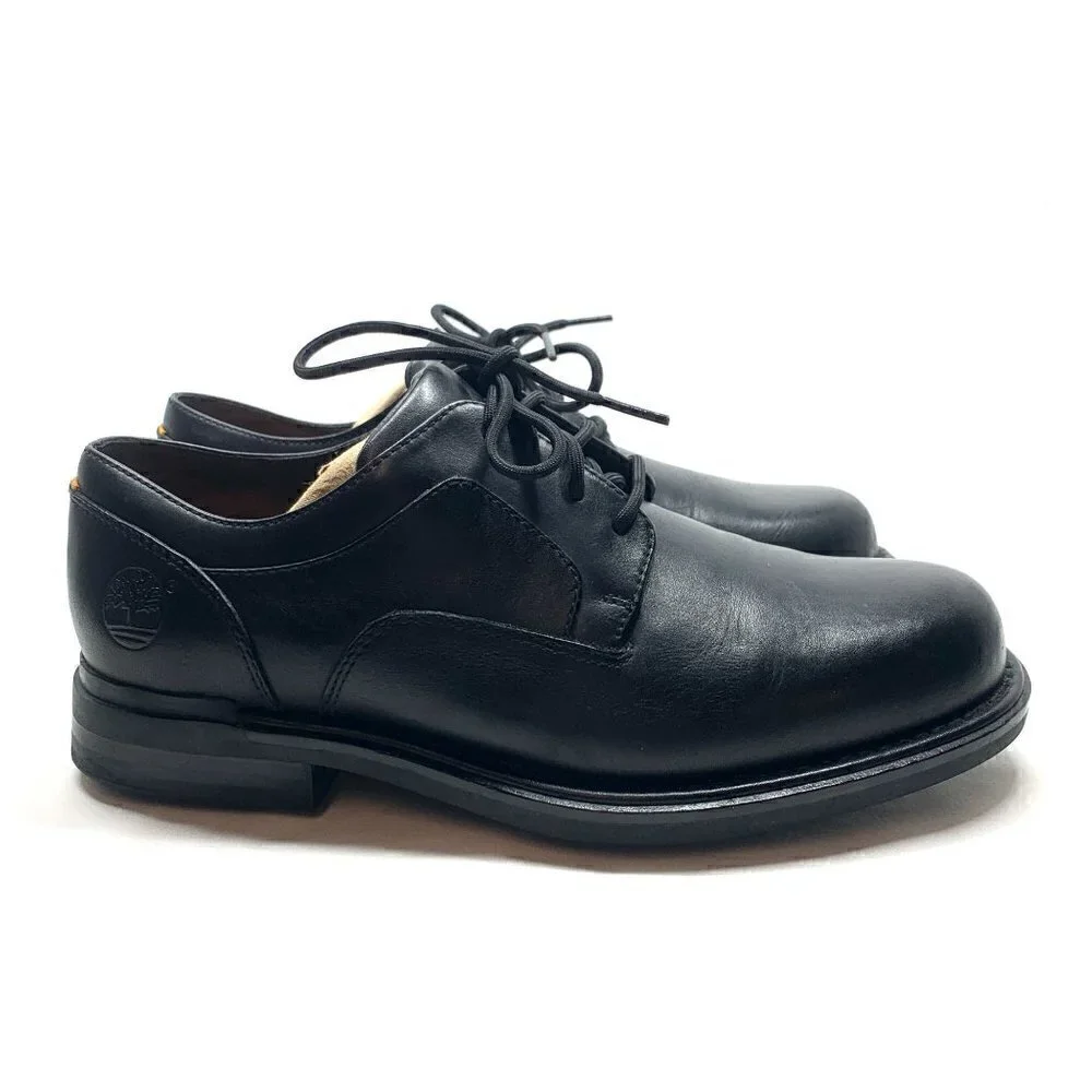 Timberland Men's Oxford Lace Up Shoes Black Leather size 9W